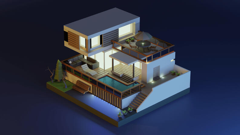 Isometric Exterior Nighttime